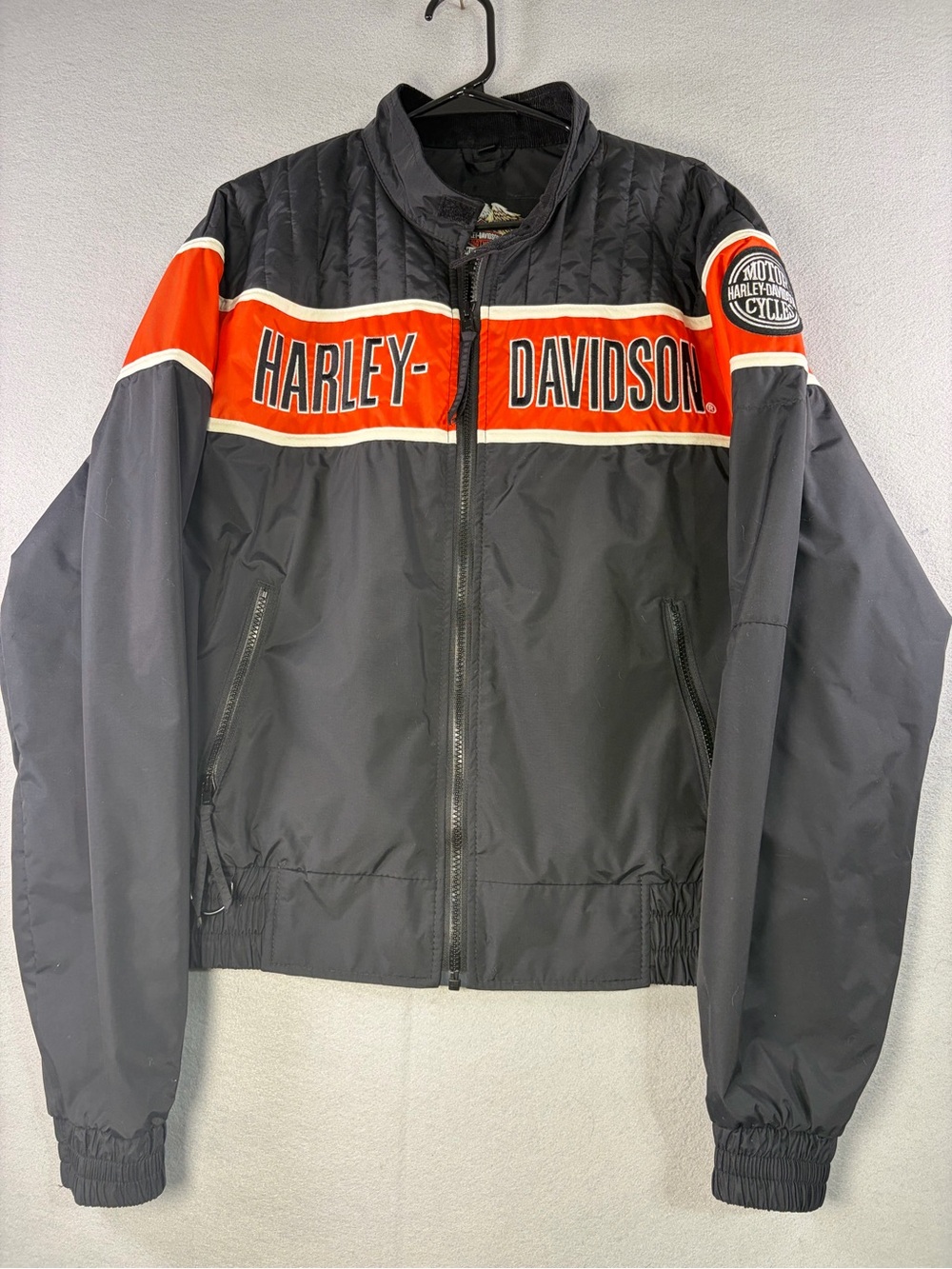 Harley-Davidson Men's Vintage Made in USA Black & Orange Zip-Front Jacket